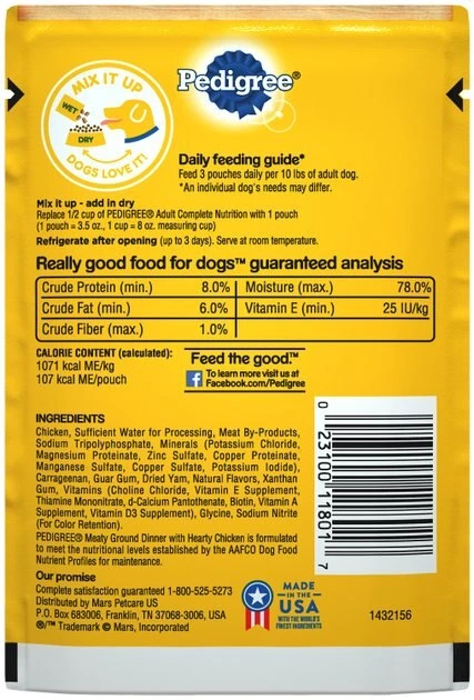 Pedigree Chopped Meaty Ground Dinner With Hearty Chicken Wet Dog Food 2 Pedigree Chopped Meaty Ground Dinner With Hearty Chicken Wet Dog Food - Image 2