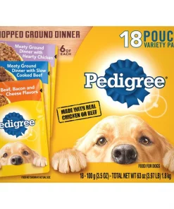 Pedigree Chopped Ground Dinner Variety Pack With Chicken, Beef & Bacon Wet Dog Food