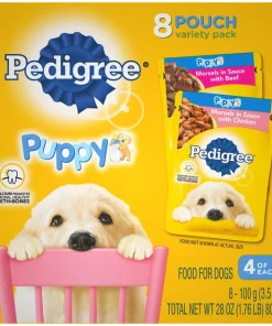 Pedigree Puppy Variety Pack Morsels in Sauce with Beef & Chicken Wet Dog Food Pouches