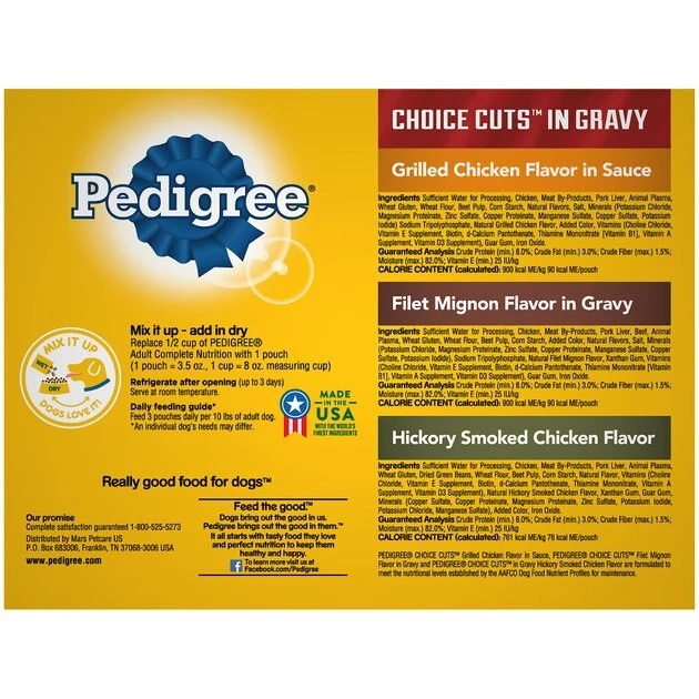 Pedigree Choice Cuts in Gravy Variety Pack, Hickory Smoked Chicken Flavor, Grilled Chicken Flavor in Sauce & Filet Mignon Flavor in Gravy Wet Dog Food Pouches 2 Pedigree Choice Cuts in Gravy Variety Pack, Hickory Smoked Chicken Flavor, Grilled Chicken Flavor in Sauce & Filet Mignon Flavor in Gravy Wet Dog Food Pouches - Image 2