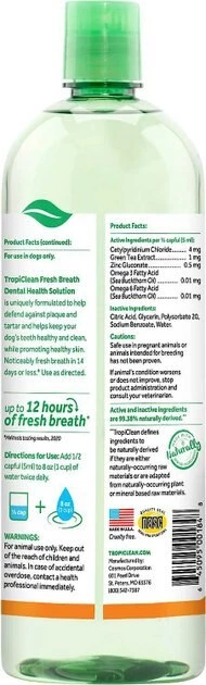 TropiClean Fresh Breath Dental Health Solution + Skin Health Support Dog Dental Water Additive 2 TropiClean Fresh Breath Dental Health Solution + Skin Health Support Dog Dental Water Additive - Image 2
