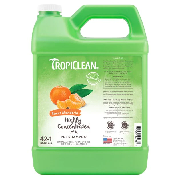 TropiClean Sweet Mandarin Highly Concentrated Dog & Cat Shampoo 1 TropiClean Sweet Mandarin Highly Concentrated Dog & Cat Shampoo