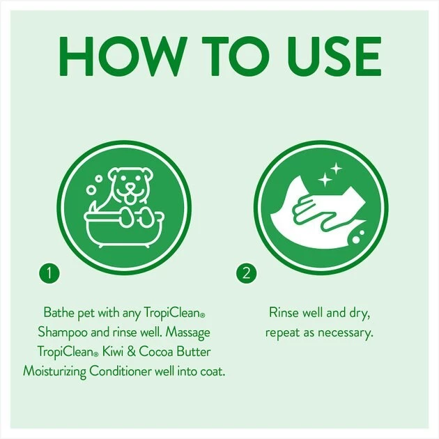 TropiClean Kiwi & Cocoa Butter Dog & Cat Conditioner 3 TropiClean Kiwi & Cocoa Butter Dog & Cat Conditioner - Image 3