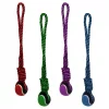 Multipet Nuts For Knots Long Rope Tug & Tennis Ball Dog Toy, Color Varies