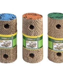 Multipet Cardboard Scratcher Roller Cat Toy with Catnip, Color Varies