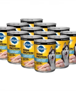 Pedigree High Protein Chicken & Turkey Flavor in Gravy Canned Dog Food, 13.2-oz can, case of 12