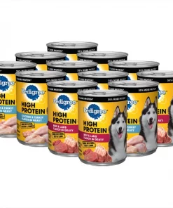 Pedigree High Protein Beef & Lamb Flavor in Gravy & Chicken & Turkey Flavor in Gravy Variety Pack Canned Dog Food, 13.2-oz can, case of 12