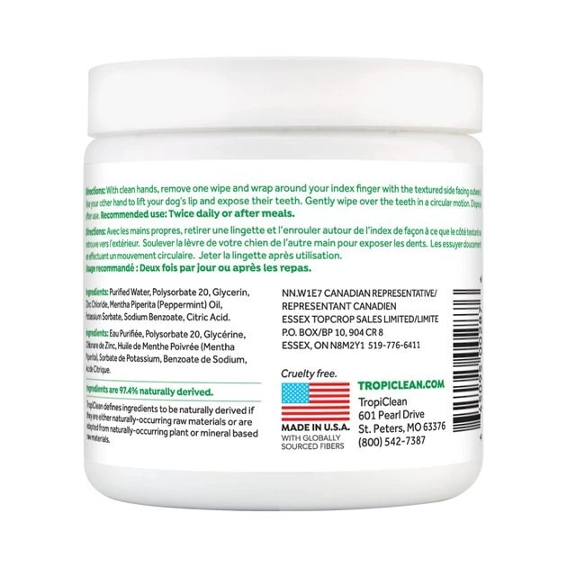 TropiClean Fresh Breath Mint Dog Dental Wipes 3 TropiClean Fresh Breath Mint Dog Dental Wipes - Image 3
