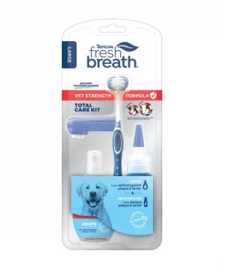TropiClean Fresh Breath Vet Strength Formula Total Care Dental Kit for Large Dogs