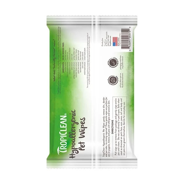TropiClean Hypoallergenic Deodorizing Dog Wipes, 20 count 2 TropiClean Hypoallergenic Deodorizing Dog Wipes, 20 count - Image 2