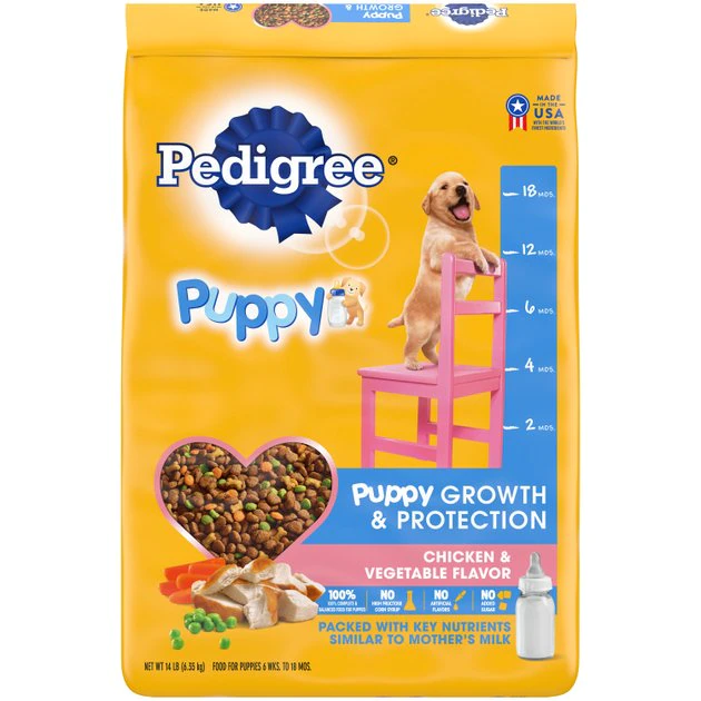 Pedigree Puppy Growth & Protection Chicken & Vegetable Flavor Dry Dog Food, 14-lb bag 1 Pedigree Puppy Growth & Protection Chicken & Vegetable Flavor Dry Dog Food, 14-lb bag