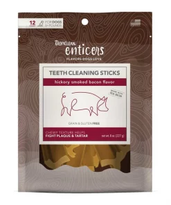 TropiClean Enticers Hickory Smoked Bacon Flavor Dog Dental Chews, 12 count