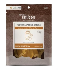TropiClean Enticers Sticks Peanut Butter & Honey Flavor Dog Dental Chews, 12 count