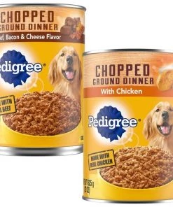 Pedigree Chopped Ground Dinner Beef, Bacon & Cheese Flavor + Chicken Canned Dog Food