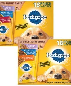 Pedigree Chopped Ground Dinner Variety Pack With Chicken, Filet Mignon & Beef + Variety Pack With Chicken, Beef & Bacon Wet Dog Food