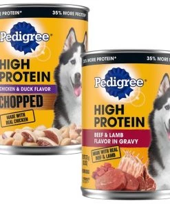 Pedigree High Protein Chicken & Duck Flavor + Chopped Beef & Bison Flavor & Chopped Chicken & Duck Flavor Canned Soft Wet Dog Food Variety Pack