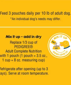 Pedigree High Protein Chicken & Turkey Cuts in Gravy Dog Wet Food, 3.5-oz pouches, 16 count -TropiClean || Pedigree || Multipet Sales 369026 PT7. SY630 V1645120283