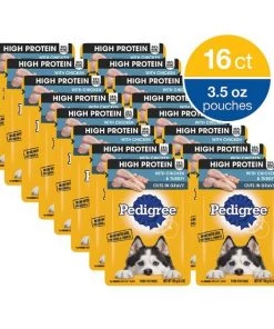 Pedigree High Protein Chicken & Turkey Cuts in Gravy Dog Wet Food, 3.5-oz pouches, 16 count -TropiClean || Pedigree || Multipet Sales 369026 PT8. SY630 V1645122401