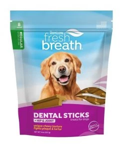 TropiClean Fresh Breath Dental Sticks Plus Hip & Joint Dog Teeth Cleaning Treat, 8-oz bag